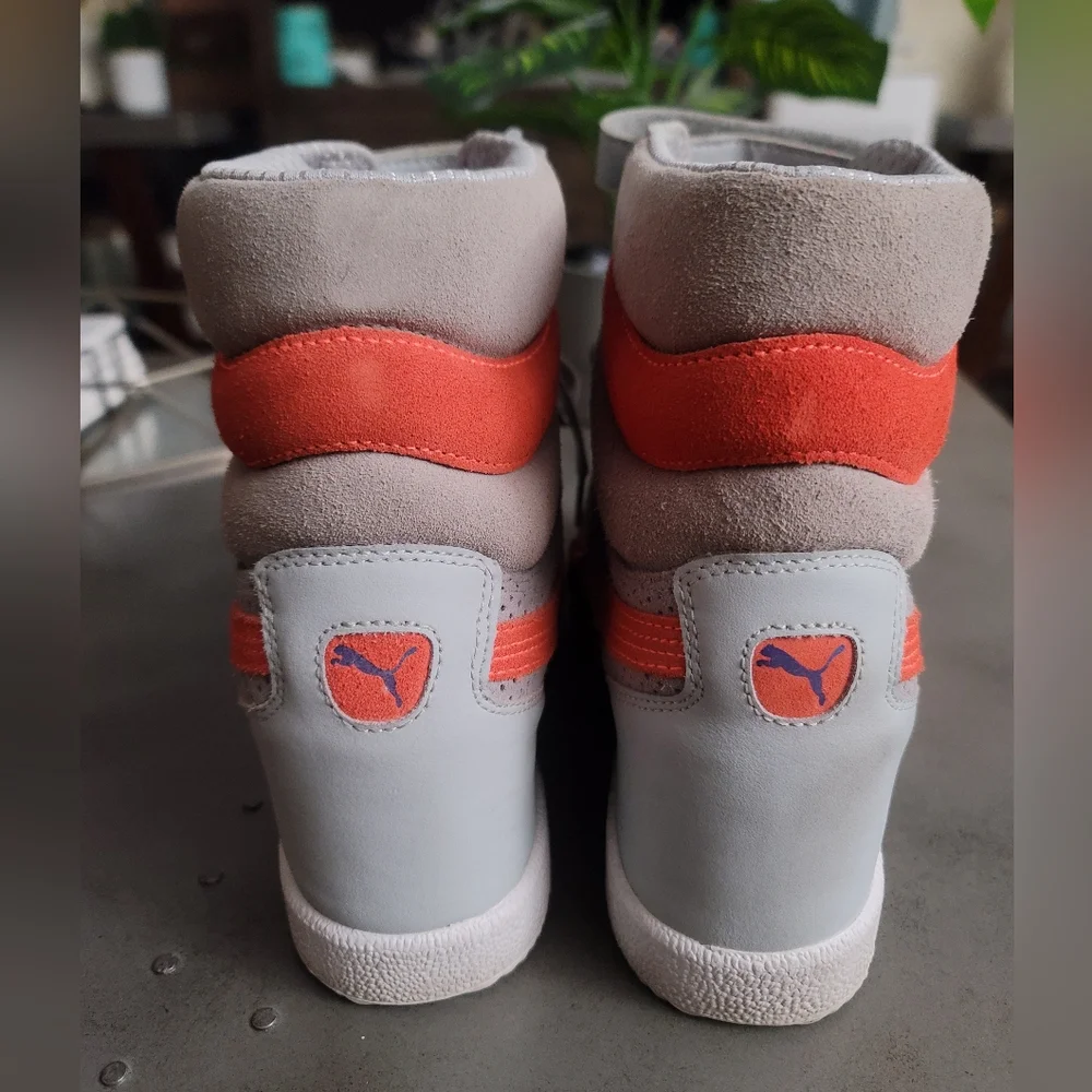 Puma Sky Wedge Gray & Orange High-Top Sneakers - Picture 3 of 3